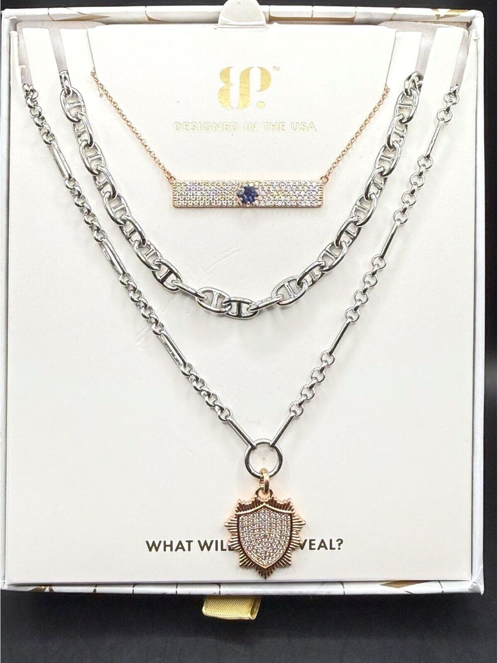 Bomb Party Luxe Layers Magic in Dreams Rose Gold & Silver Necklaces with CZ